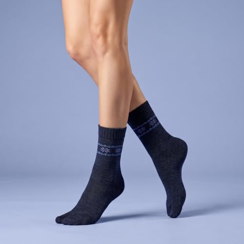 Image of RC. ROYAL CLASS Women Woolen Winter Wear Thermal Thumb Socks, Calf Length Terry Thick Towel Cushioned, Warm & Cozy Thermal Thumb Socks For Women (Pack of 3 Pairs)