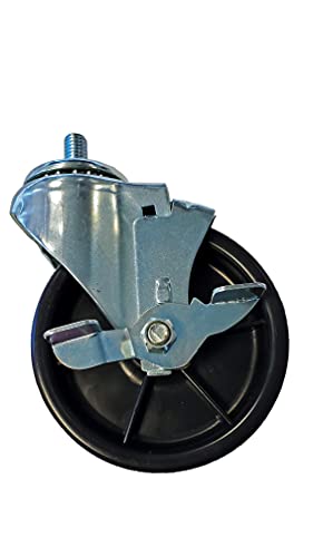Iconcasterwheels 5" X 1.25" Industrial Caster | Swivel W/Top Lock Brake | Heavy Duty Plastic Non-Marking Wheel | Threaded Stem 1/2-13X1" |Load Capacity 350 Lbs.| Single Caster #TOP3