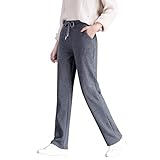  Petalum Pantalon Survêtement Femme Hiver Doublé Molleton Taille Elastique Jambe Droite Extensible Epais Pants Sport Polaire Thermique Cordon Serrage