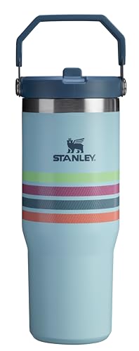 Image of Stanley 1913 IceFlow Flip Straw Tumbler with Handle 30 oz | Twist On Lid and Flip Up Straw | Leak Resistant Water Bottle | Insulated Stainless Steel | BPA-Free | Seafoam Stripe
