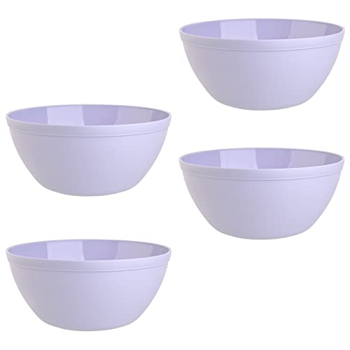 Lot de 4 bols à céréales, à dessert, à soupe, à riz, couleur lilas - En plastique sans BPA - 900 ml