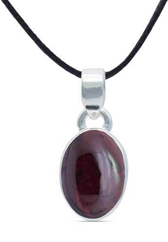 mantraroma Kettenanhänger 925 Silber Granat roter Stein Edelstein Kettenanhänger Damen Sterling Silber Halskette Anhänger Geschenk (MAH-081-02)
