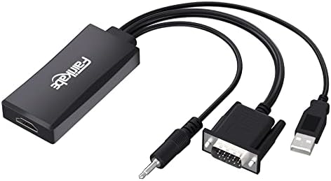 fairikabe VGA to HDMI Adapter with Audio, (PC VGA Output Source to TV/Monitor with HDMI Input Display), VGA Male to HDMI Female Converter for Monitor, 1080p VGA HDMI Adapter USB Powered