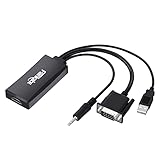 fairikabe VGA to HDMI Adapter with Audio, (PC VGA Output Source to TV/Monitor with HDMI Input Displa