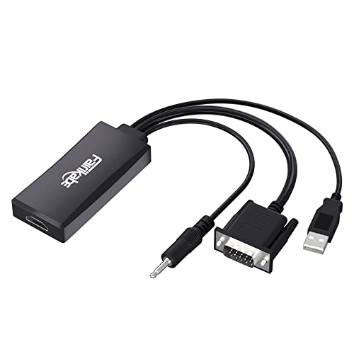 Fairikabe Vga To Hdmi Adapter With Audio, (Pc Vga Output Source To Tv/Monitor With Hdmi Input Display), Vga Male To Hdmi Female Converter For Monitor, 1080P Vga Hdmi Adapter Usb Powered #TOP1