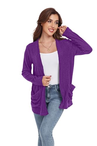 Image of GRECERELLE Womens Long Sleeve Lightweight Open Front V-Neck Casual Cardigan Sweaters Outerwear with Pockets 2025, S-2XL