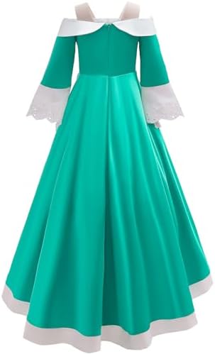 Szytypyl Princess Rosalina Costume for Girls One Shoulder Fancy Dress Gowns with Accessories Green