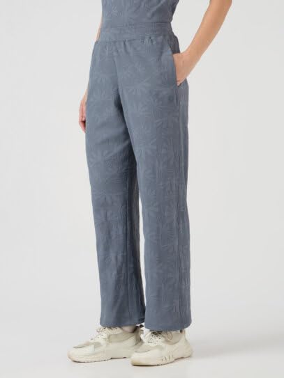 Image of TECHNOSPORT Women Textured Straight Fit Trackpants for Casual Wear, Travel Wear, Gym Wear