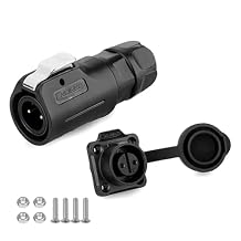 CNLINKO M12 Waterproof Connector PBT Plastic DC 12V Cable Panel Mount for AV System 2 Pin