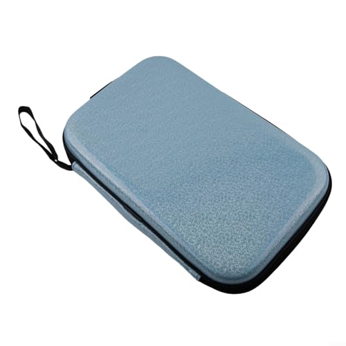 Housse pour raquette de tennis de table, sac rigide en EVA pour rangement de raquettes et balles, facile à transporter avec dragonne (bleu)