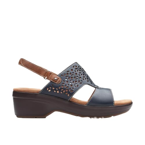 Sandales compensées Tuleah Sun Clarks pour femme en cuir noir