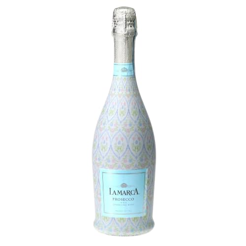 Beau Bottles Wrap Grandmillienial Floral Medallion Custom Wine Label Wrap for La Marca 750ml Champagne Bottle - Personalized Wine Bottle Labels for Weddings, Events & Gifting - Easy Shrink Application