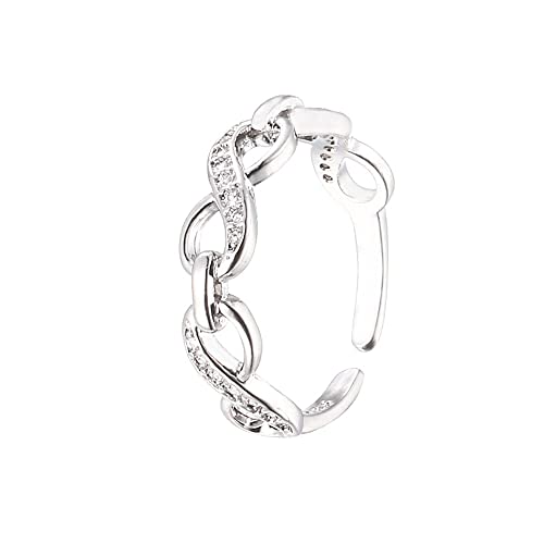 Bague Ouverte Infinie d'Amour Pour Femmes Et Filles En Oxyde De Zirconium Plaqué Argent Sterling Bague De Fiançailles Réglable Empilable Bijou Tendance Pour Petite Amie Anniversaire Saint-Valentin Cover