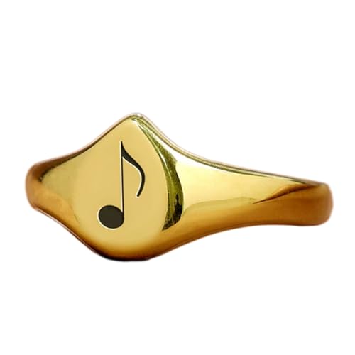 Bague chevalière musique en argent sterling 925 doré à l'or fin