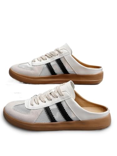 Geerta Women's Fashionable Contrast Mesh Design Lace Up Walking Shoes, Casual Slides Breathable Comfortable Sports Shoes, Female All-Match Round Toe Slip On for Daily Wear Girl