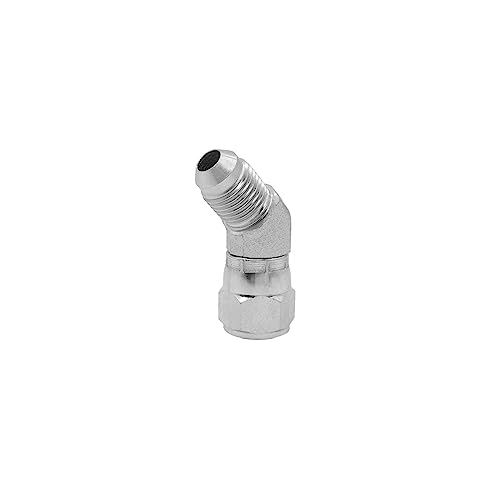 Image of (2-PACK) 6502-05-05 Hydraulic Hose Adapter Fitting 5 /16 inch Male JIC 37Flare (1 /2 inch-20UNF)x 5 /16 inch Female JIC 37 Swivel (1 /2 inch-20UNF) 45Elbow Pipe Joints Tube Connector Carbon Steel