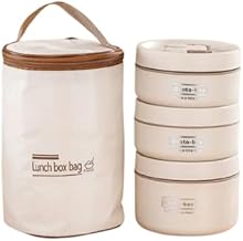 طقم لانش باج + طقم لانش بوكس – حقيبة حرارية + علب حفظ الطعام – تصميم عملي للمدرسة، الشغل، أو الرحلات W (طقم 3 لانش + شنطة)