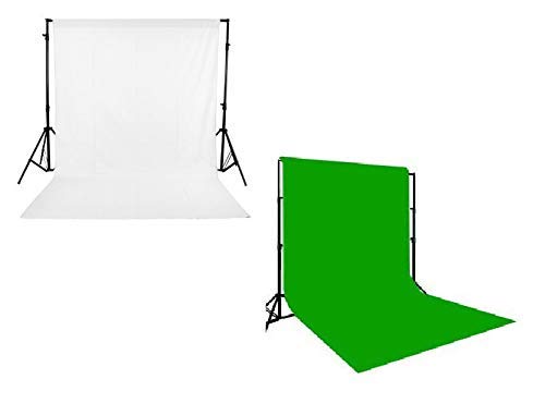BRANDSUN Premium 8x12 Combo LEKERA Backdrop Photo Light Studio Photography Background with Finsihing Curtain Cloth & Washable for YouTube, Studio, Indoor-Outdoor Photography Shooting Purpose (GRN+WHT)