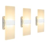 Modern LED Wall Sconce Lighting Fixture Lamps 12W Warm White 2700K Up and Down Indoor Acrylic Wall Lights Not Dimmable for Living Room Bedroom Hallway Conservatory(3 Pack)