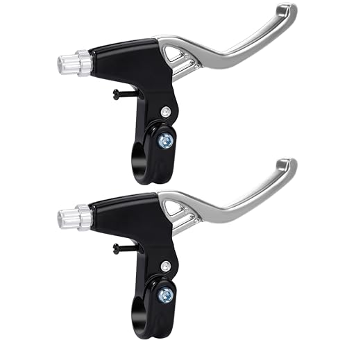 QIMEI-SHOP Levier de Frein de Poignée de Vélo Manettes de Frein de Vélo Tout Alliage d'aluminium pour Guidon de Diamètre 2,2 cm de VTT Vélo de Route Argent 1 Paire