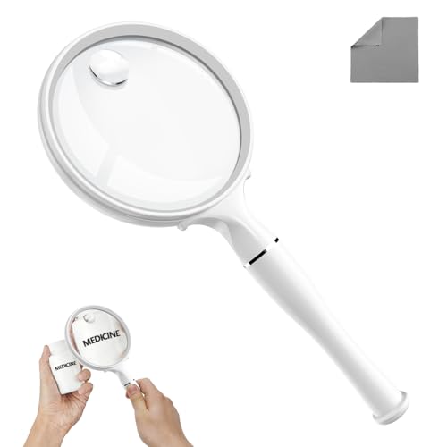 10X 30X Magnifying Glass, 90MM Anti-Glare Acrylic Lens, Handheld Reading Magnifier for Elderly and Fine Craft Observation