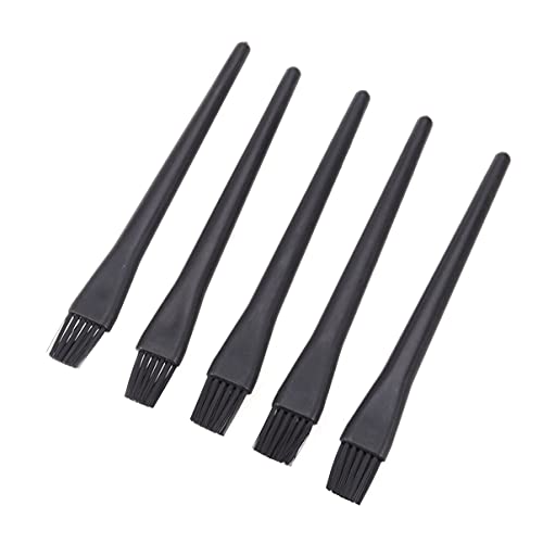 TEHAUX Anti- static Round Handle Brush Small Portable Plastic Handle Nylon Anti Static Brushes Computer Keyboard Cleaning Brush Kit Anti ESD Brushes 5pcs, Black