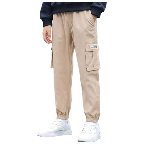 Boys Cargo Pants Teens Kids Vintage Casual Joggers with Multi Pockets Outdoor Hiking Trousers Sweatpants