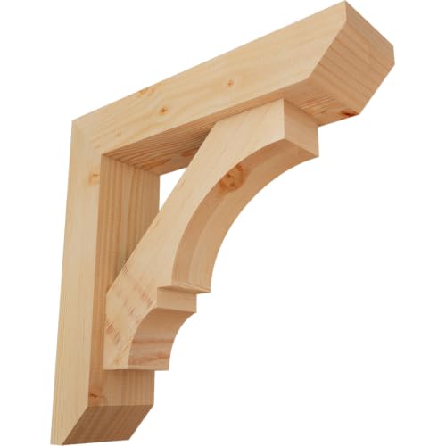 5 1/2"W x 22"D x 22"H Balboa Slat Smooth Bracket w/Offset Brace, Douglas Fir