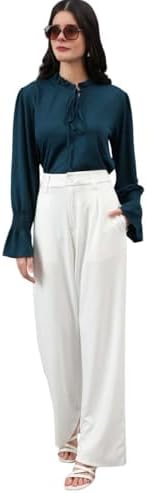 KOTTY Women's High Waist Pleated Wide Leg Trousers