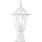 Outdoor Post Lights, Lamp Post Light Fixture with E26 Socket, White Exterior Post Lantern with Clear
