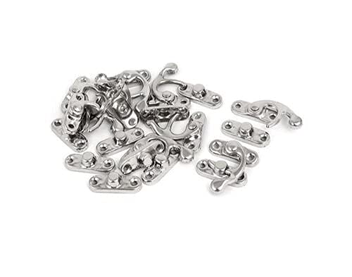 Hawk Eye Metal Lock/Buckle/Latch/Hook/Swing Clasp with Screws for Wood Jewellery and Small DIY Works 10 Pcs with Screws (Silver), 34x28 mm 1