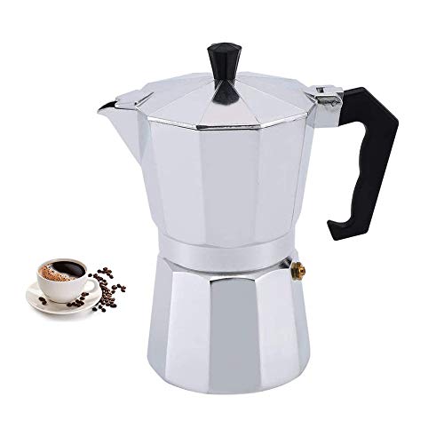 Dpower Cafetera Italiana Cafetera Italiana Espresso 6/12 Tazas Cafetera Moka Clásica Adecuada para Cocina/Estufa de Gas Uso Doméstico y en la Oficina Plata