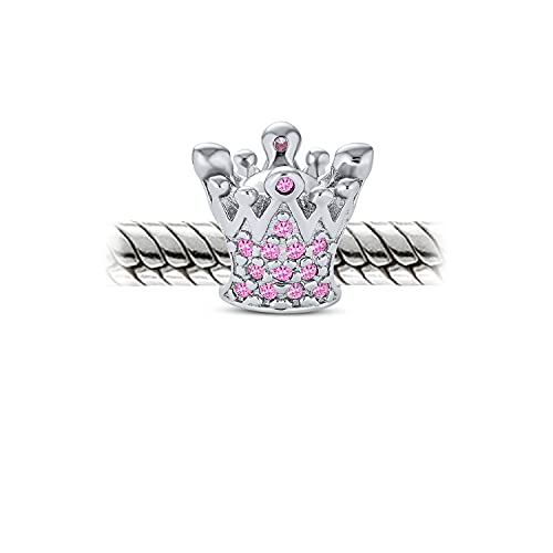 Charm de plata de ley con corona de princesa y abalorios de cristal 2