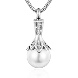 Pearl Urn Necklace for Ashes Memorial Cremation Necklaces Stainless Steel Ashes Necklaces for Men Wo