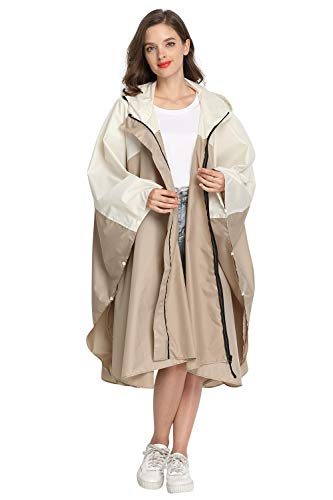 Image of Rain Poncho Hooded Waterproof Raincoat Jacket for Adults with Zipper