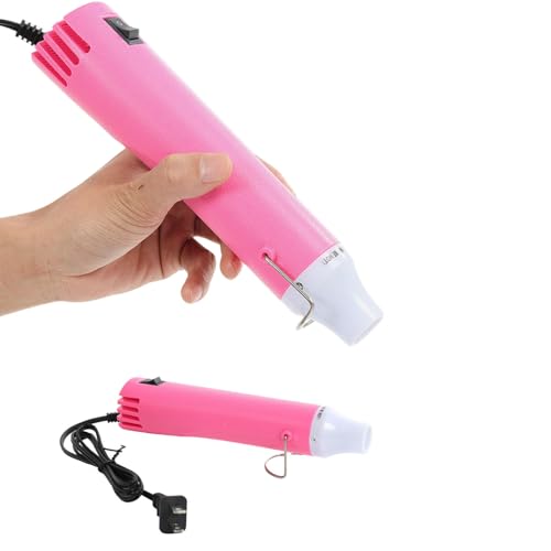 VortecSys Heat Gun for Crafting, 110V 300W Handed Hot Air Gun, 3.28FT Ultra-Long Cable Portable Heat Gun with Stand and Power Cord for Shrinking Wrapping PVC, DIY Embossing and Drying Paint (Pink)