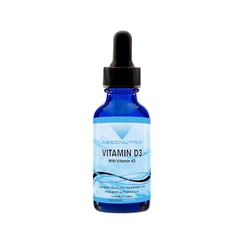 Absonutrix Vitamin D3 K2 Drops, 390mg, 4 Oz Liquid, 302 Servings, Made in USA, Quick Absorption,...
