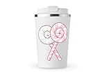 MAXIKIWI - Taza aislada de acero inoxidable de doble pared, a prueba de fugas, vaso de viaje para café o té con tapa, mantiene las bebidas calientes y frías, Navidad en pastel, 350 ml