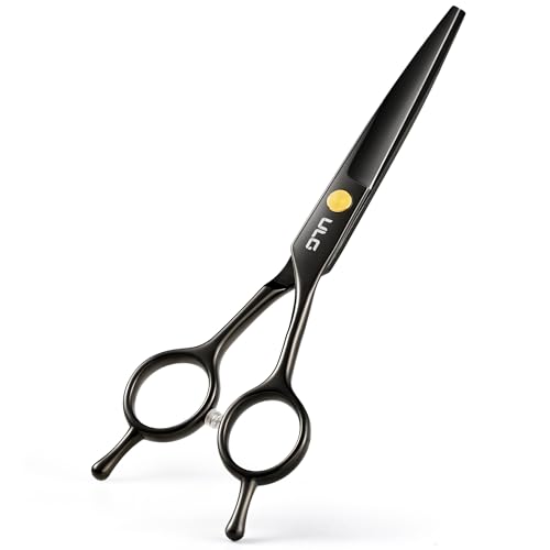 ULG Professional Hair Cutting Scissors 6.5-Inch Razor Edge Shears Ultra Sharp Japanese Stainless Steel Symmetrical for Left/Right Hand Scissors for Women, Men, Kids, Pets, Gloss Paint Finish, Black