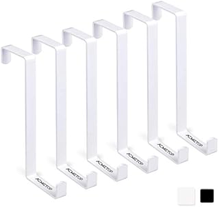 ACMETOP 6 Pack Over The Door Hook, Z-Shaped Reversible Door Hooks, Dual Head Single Over Door Hooks Fits 3.5 cm and 4.5cm Door Widths, Sturdy Metal Door Hanger Hold Up to 15kg (White)