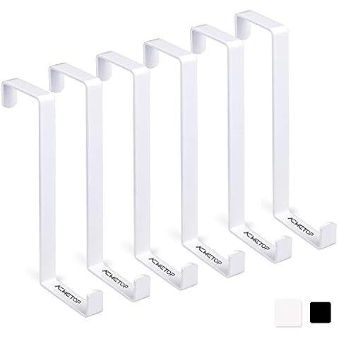 ACMETOP 6 Pack Over The Door Hook, Z-Shaped Reversible Door Hooks, Dual Head Single Over Door Hooks Fits 3.5 cm and 4.5cm Door Widths, Sturdy Metal Door Hanger Hold Up to 15kg (White) Cover