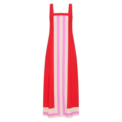Vestido de verano informal largo que evita el calor y estiliza con rayas boho 5