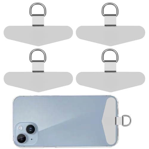 4Pcs Phone Tether Tabs, Metal Phone Lanyard Patch, Stainless Steel Tether Tab for Ph-one Lanyard,Universal Ph-one Strap Te-ther Tabs,Mobile P-hone Lanyards Pad, P-hone Strap Connector for Mobilephones