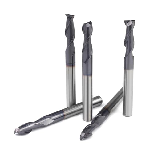 Image of Square End Mills Set JESTUOUS Carbide 2 Spiral Flute Titanium Coating Drill Bits 1 /4 inch Shank Dia.3 /4 inch Cut Length for Milling Metal,5 Pieces
