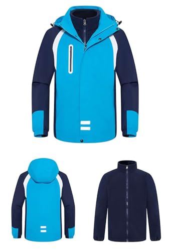 Kids 3 in 1 Waterproof Jacket Detachable Hood Windproof Coat Boys Girls Inner Fleece Kids Outerwear2