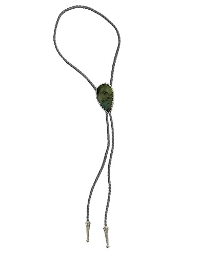 Image of Daisy Del Sol Bolo Tie Turquoise Stone Braided Vegan Faux Leather Silver Tips Handmade Necklace Adjustable Boho Western Jewelry