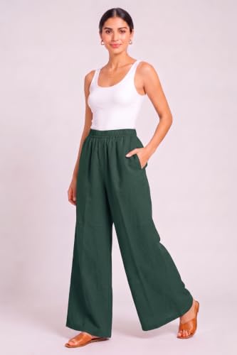Image of Plaazo Women's Cotton Palazzo | Wide Leg Palazzo for Women | Soft Breathable High Waist Bottom Wear | Comfortable Casual, Office, Travel for Women