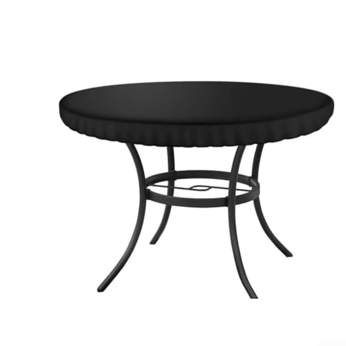 BlesConi Mantel redondo para mesa de exterior para muebles de patio, tela Oxford 210D impermeable con forro de PVC, cordón ajustable, color negro