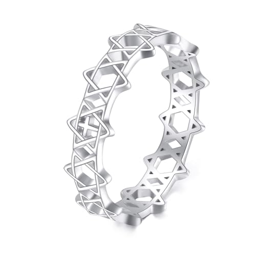 Bague étoile de David argent sterling bijou étoile juive croisée femme 8