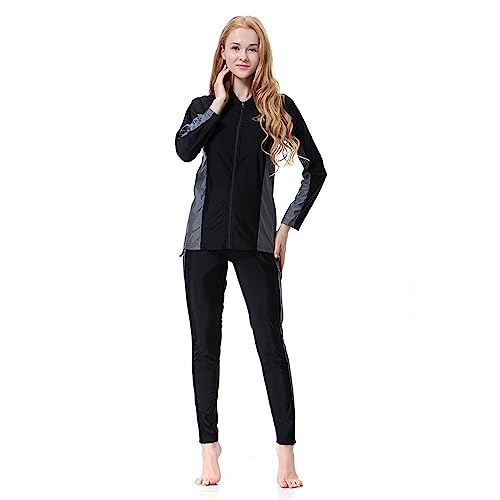 MEIBAOGE Traje de baño musulmán para mujer, burkinis completo, pantalones de manga larga, traje de baño